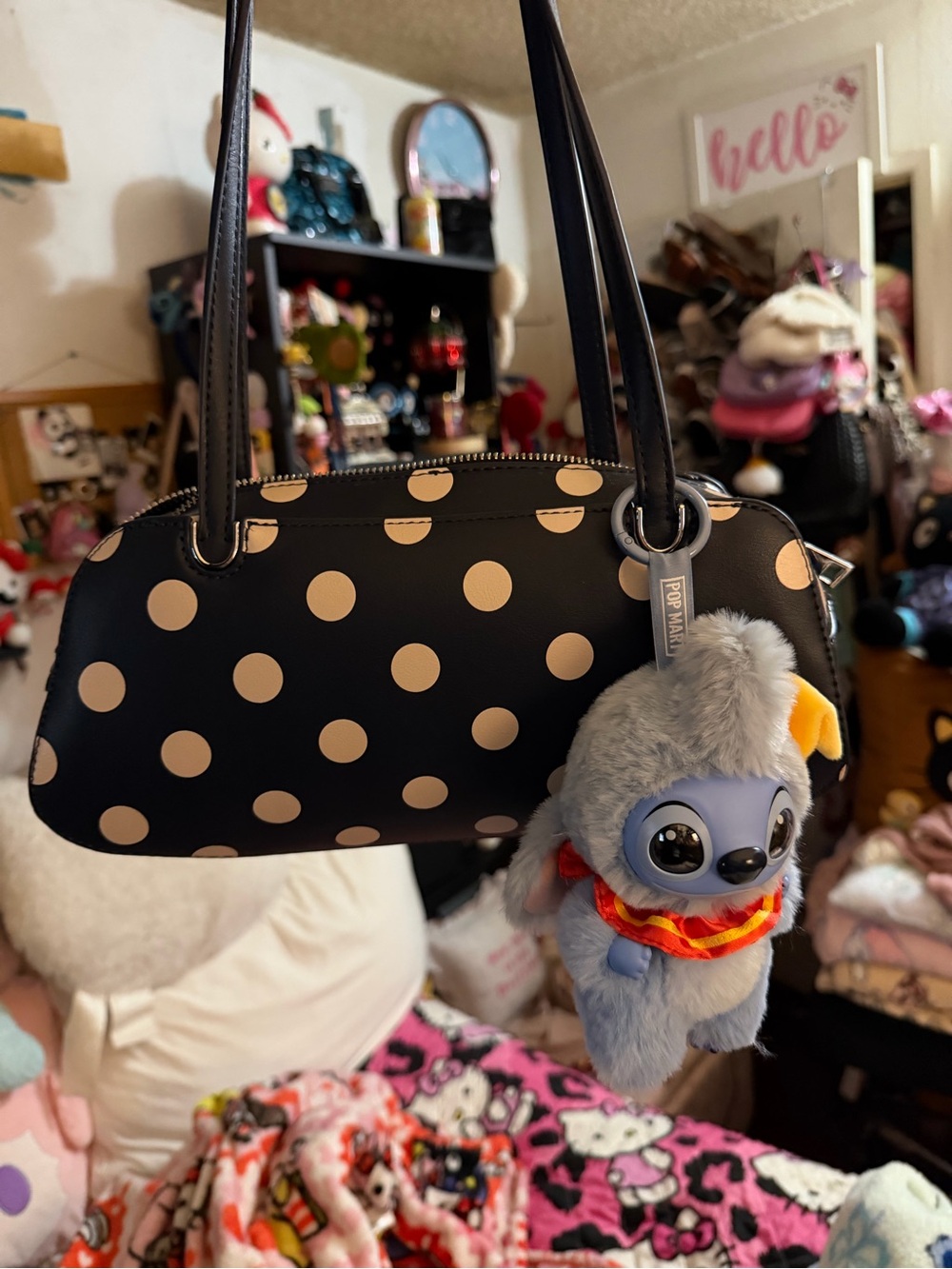 Polka Dot Black and Cream Shoulder Bag